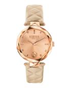 36mm Covent Garden Watch W/ Leather Strap, Rose/beige