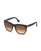 Two-tone Pebbled Acetate Sunglasses, Black/white