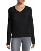 Cashmere Basic Pullover Sweater, Black,