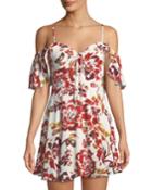 Floral-print Sweetheart Off-dress