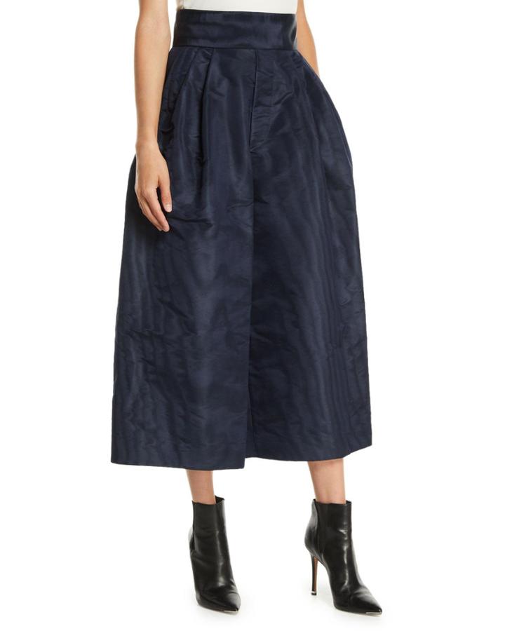 High-waist Silk Moire Wide-leg Pants
