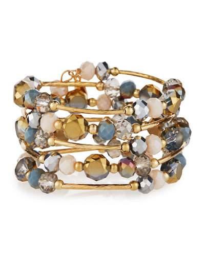 Golden Mixed Crystal Wrap Bracelet, Neutrals