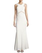 Crepe Cross-neck Gown, White