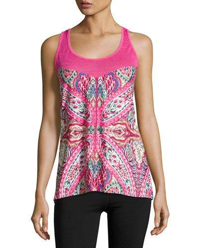 Carousel Lace Mesh Tank, Pink/multi