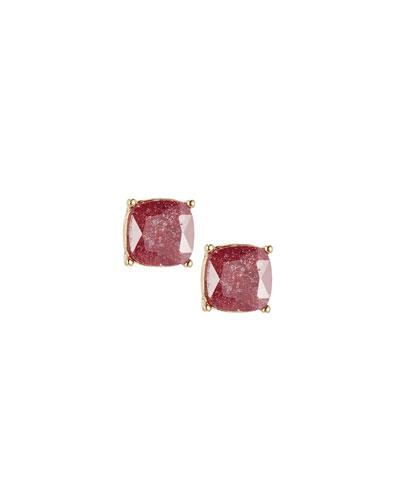 Cushion-cut Cz Speckle Stud Earrings, Pink