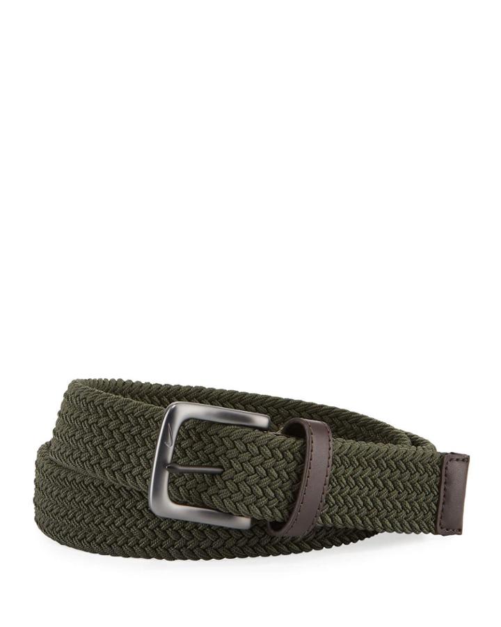 Men's Stretch Woven Leather-trim Belt