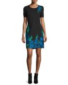 Royce Floral-embroidered Sheath Dress, Black