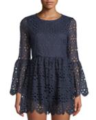 Daisy Crochet Bell-sleeve Romper