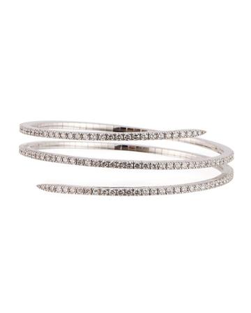 14k White Gold Diamond 3-row Wrap Bracelet,
