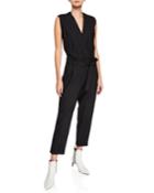 Tropical Wool Sleeveless Monili Beaded Jumpsuit