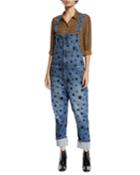 The Rolling Flocked Star Print Overalls