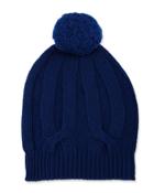 Knit Wool-blend Pompom Hat, Blue