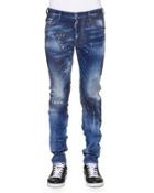 Cool Guy Paint-splattered Denim Jeans, Blue