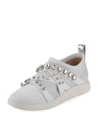 Jeweled Leather/suede Slip-on