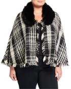 Plus Size Plaid Fox Fur Cape