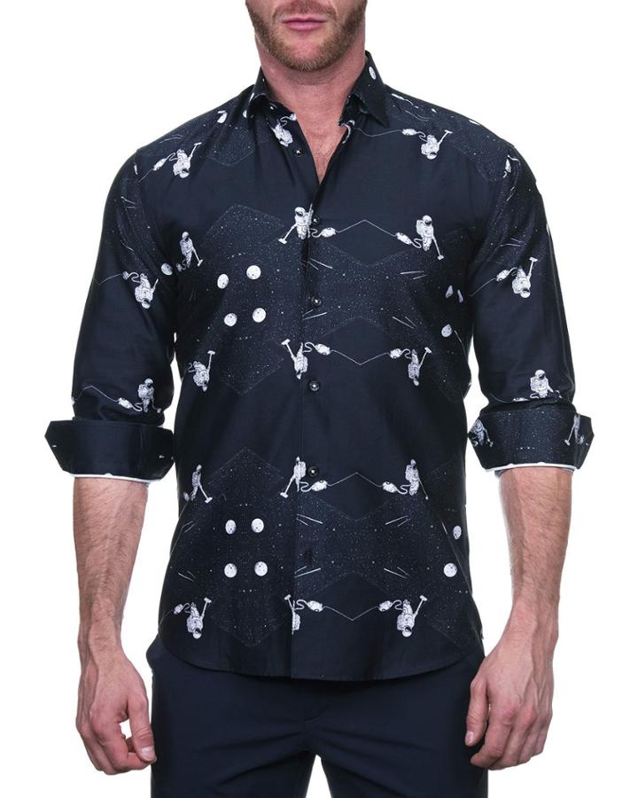 Men's Fibonacci Shaped Sport Shirt - Astro Clean Black