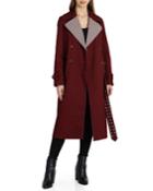 Addison Double-breasted Contrast Lapel Trench Coat