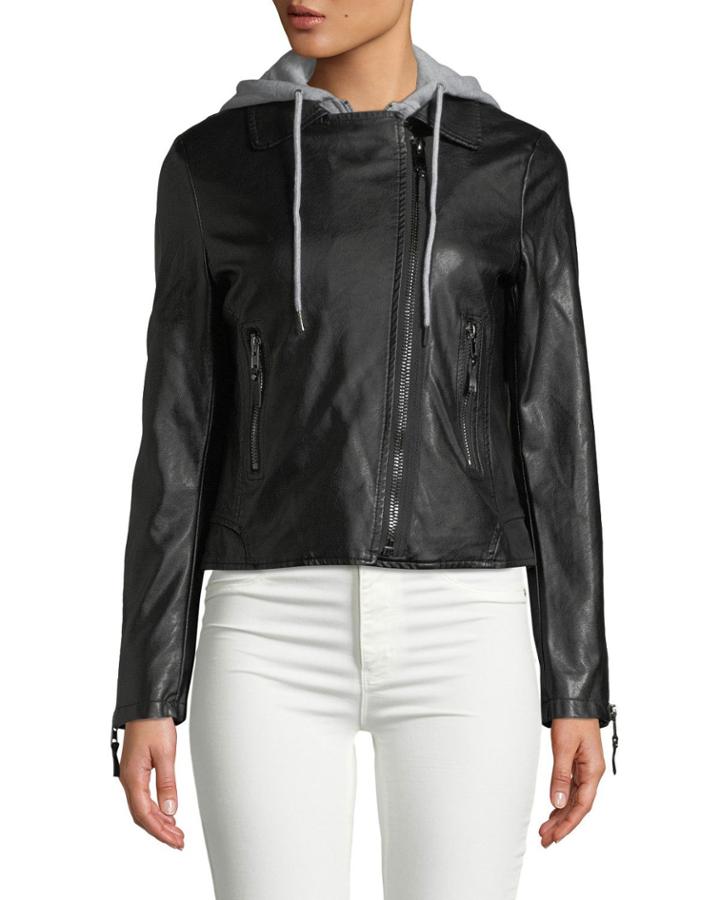 Lewis Faux Leather Layered Blazer Jacket