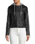 Lewis Faux Leather Layered Blazer Jacket