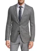 Houndstooth Jersey Wool Sport Coat, Charcoal