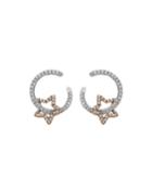 18k White Gold Diamond Star Hoop Earrings