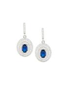 Oval Faux Sapphire & Pave Cz Crystal Drop Earrings, Blue/clear