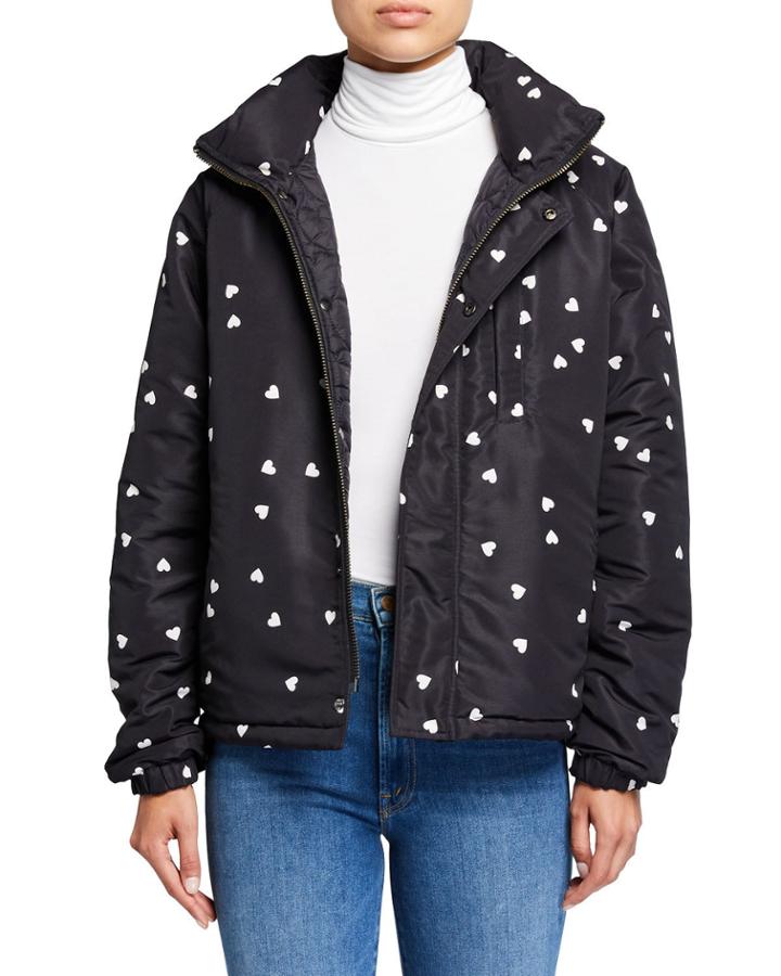 Reversible Heart-print Quilted Puffer Jacket
