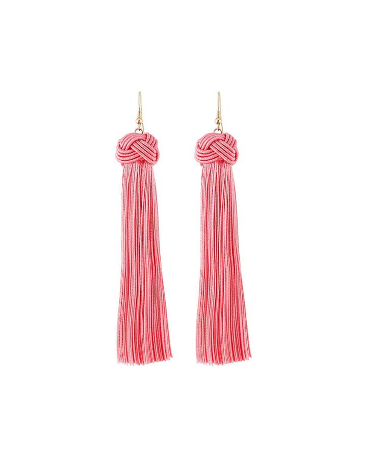 Knot Tassel Drop Earrings, Pink
