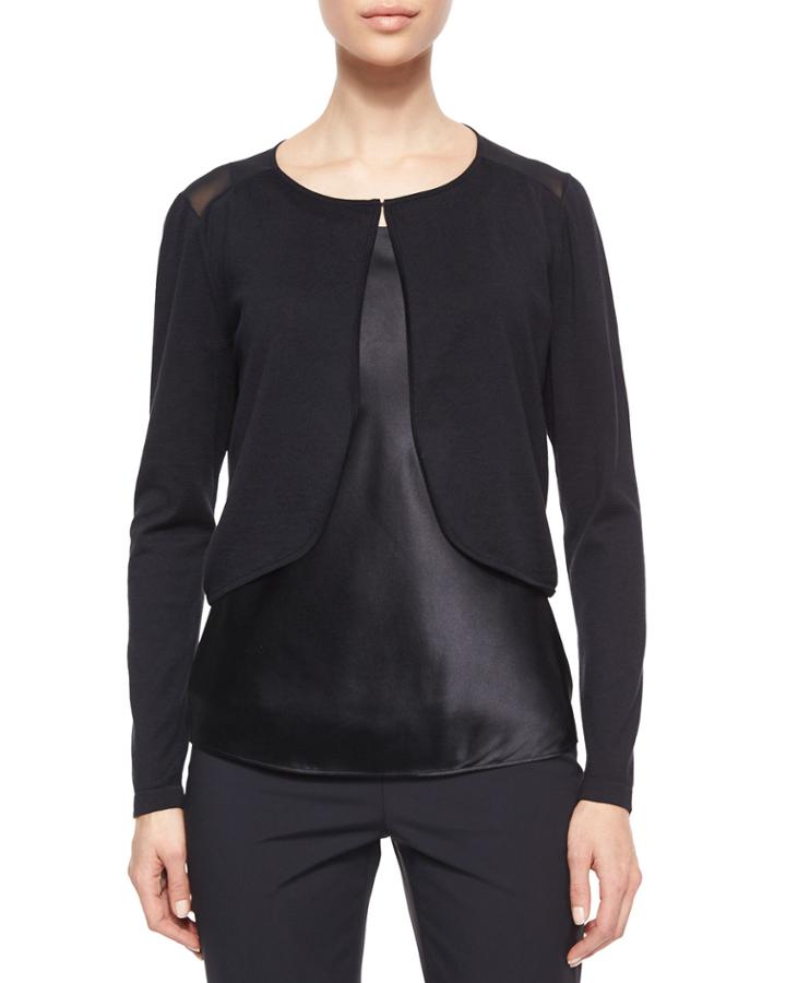 Lafayette 148 New York Long-sleeve Georgette-back Shrug, Women's, Size: