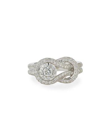 18k White Gold Diamond Love Knot Engagement Ring,