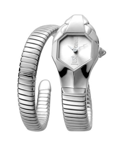 22mm Glam Chic Coiled Snake Bracelet Watch,
