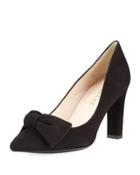 Suede High-heel Bow Pump, Black