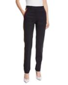 Band-stripes Straight-leg Cropped Stretch-wool Pants