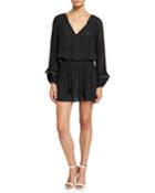 Jake Long-sleeve Short Dress With Grommets