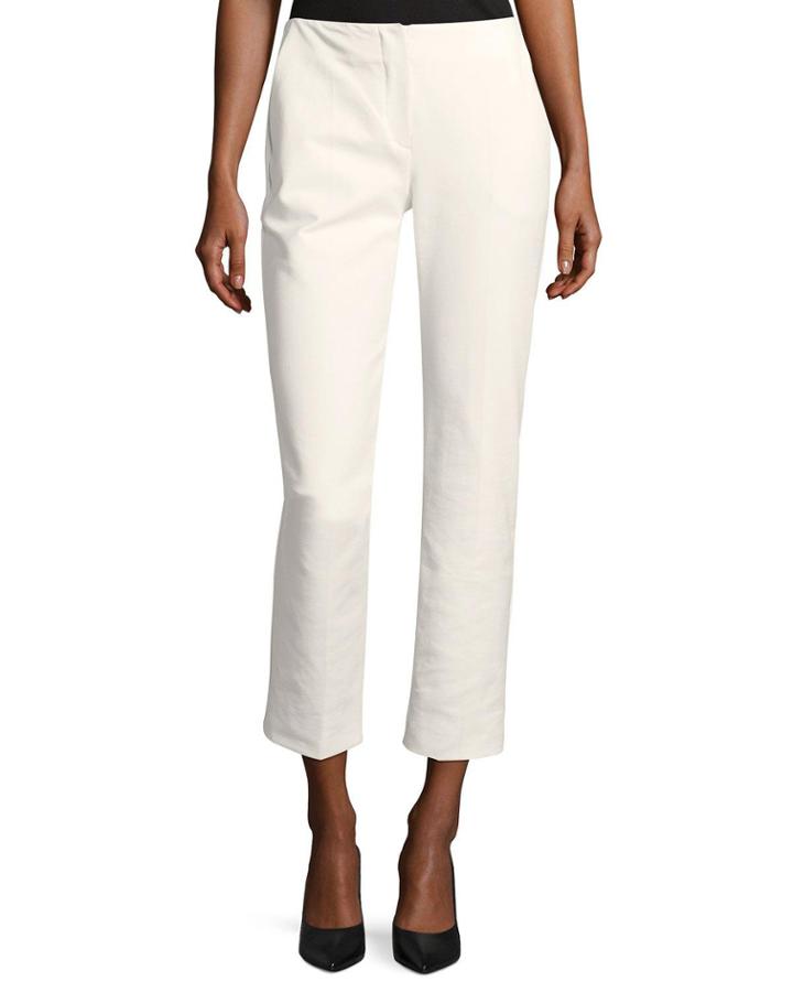 Straight-leg Cropped Cotton-blend Pants