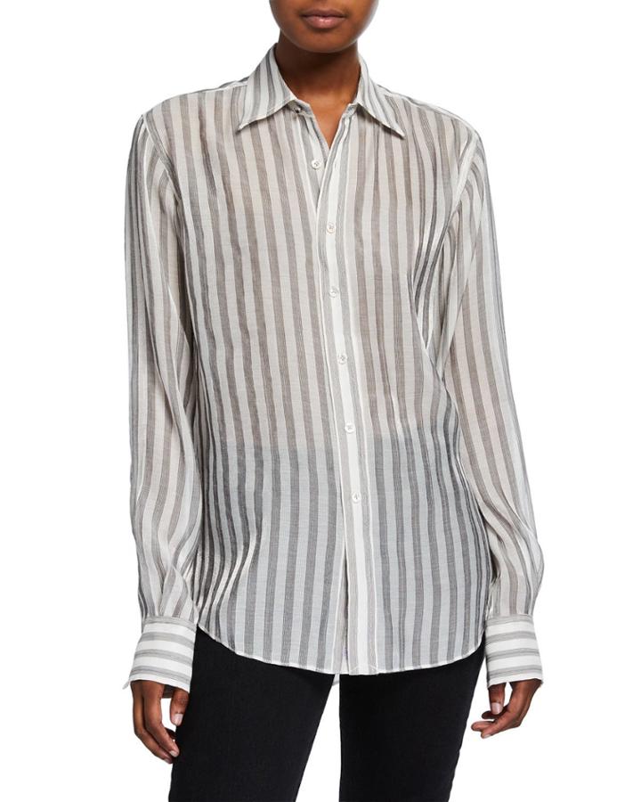 Carrie Metallic Stripe Long-sleeve