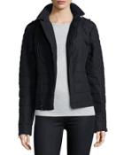 Asymmetric Quilted Conquest Carly Moto Jacket, Black