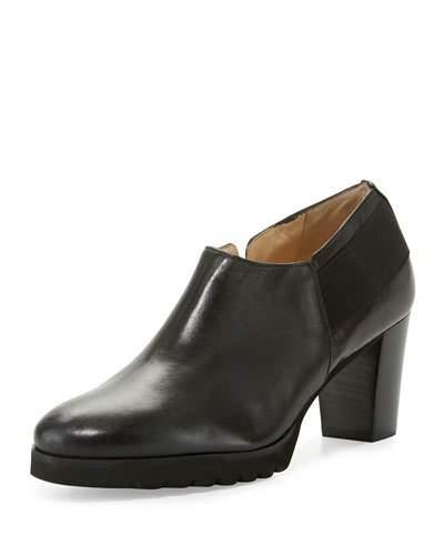 Piero Leather Slip-on Bootie, Black