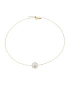 18k Single Pearl Wire Necklace,