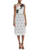 Sleeveless Lace Cocktail Dress, White/black