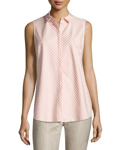 Nadie Sleeveless Check-print Blouse