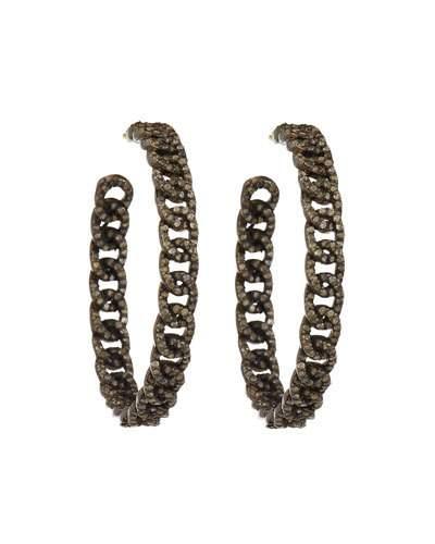 Pave Diamond Chain Link Hoop Earrings