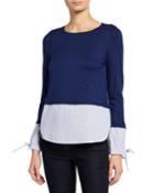 Layered Top With Tie-up Cuff