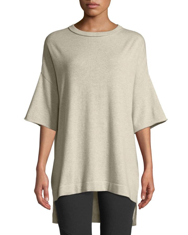 Cashmere Loose-fit Monili-neck High-low