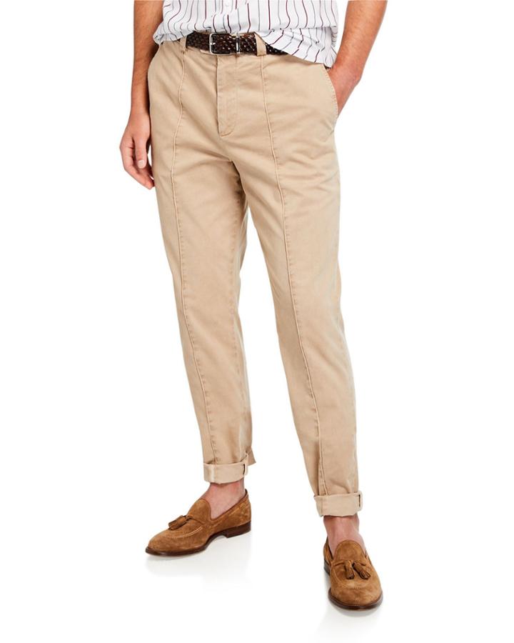 Men's Leisure Fit Pleated-front Pants