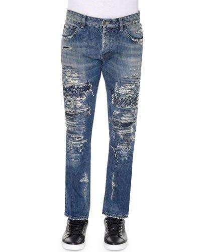 Super-distressed Slim-fit Denim Jeans,