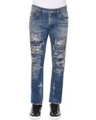 Super-distressed Slim-fit Denim Jeans,