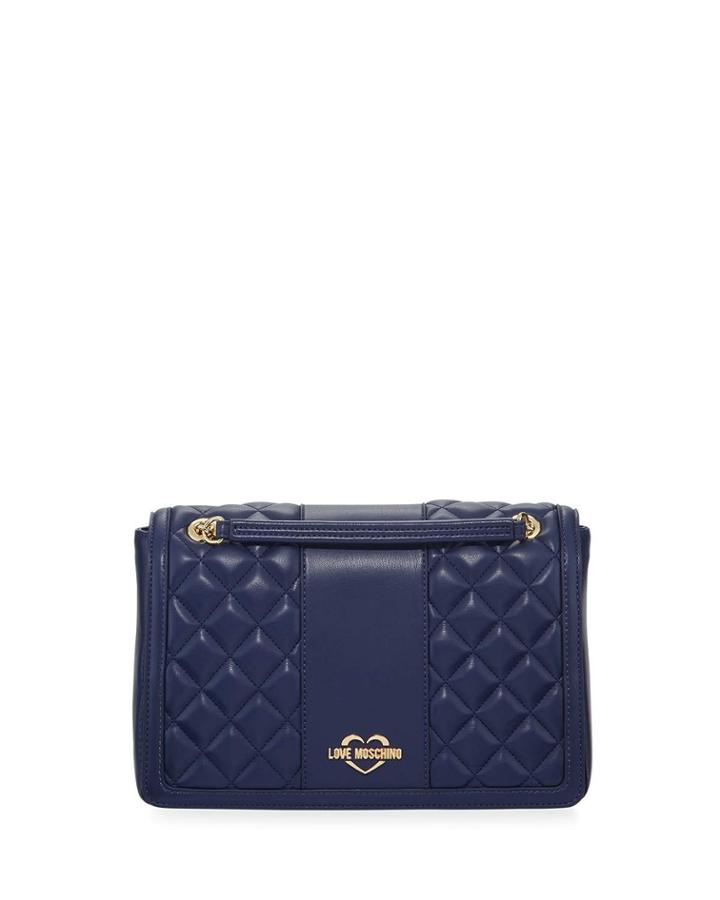 Borsa Quilted Faux-leather Shoulder Bag, Blue
