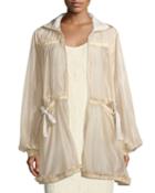Tiered Sheer Zip-front Jacket W/ Bow-ties