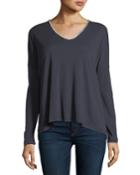 Long-sleeve V-neck T-shirt W/ Swarovski&reg; Trim